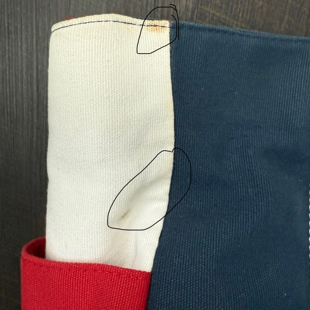 Large Red White and Blue Star Canvas Beach Weekend Tote Bag Large - Picture 5 of 9